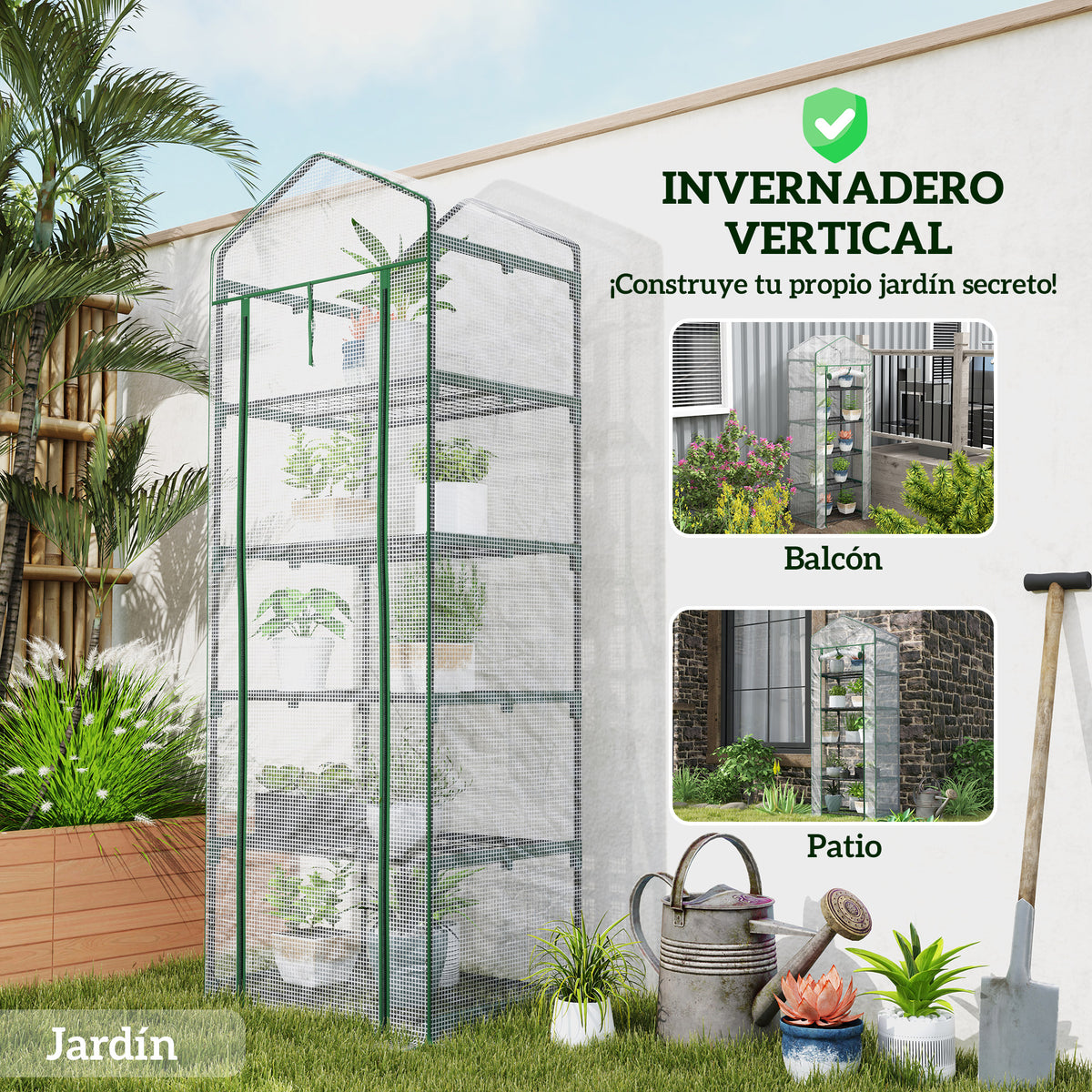 Outsunny Invernadero Pequeño Con Estantes De 5 Niveles 69x49x193 Cm Transparente_5