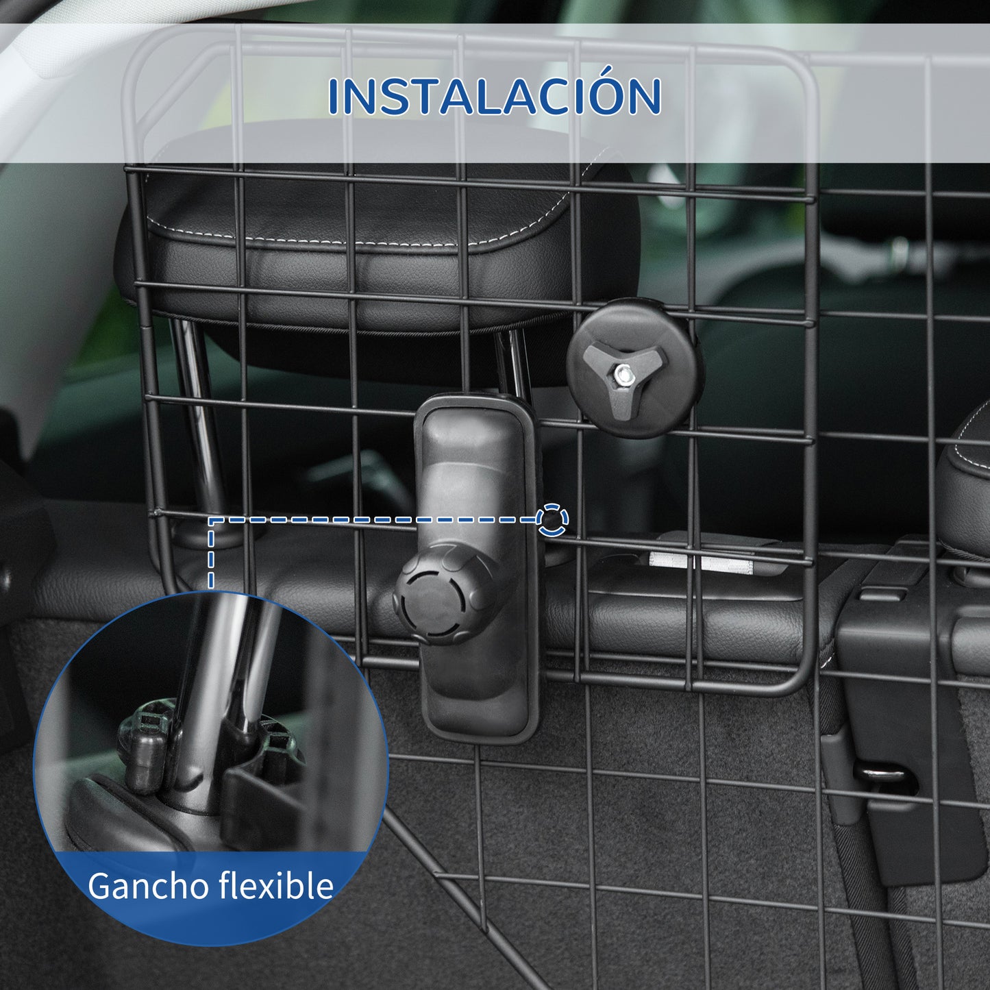 Pawhut Rejilla Seguridad De Coche Para Perros Extensible Universal 90-120x40,5cm_5