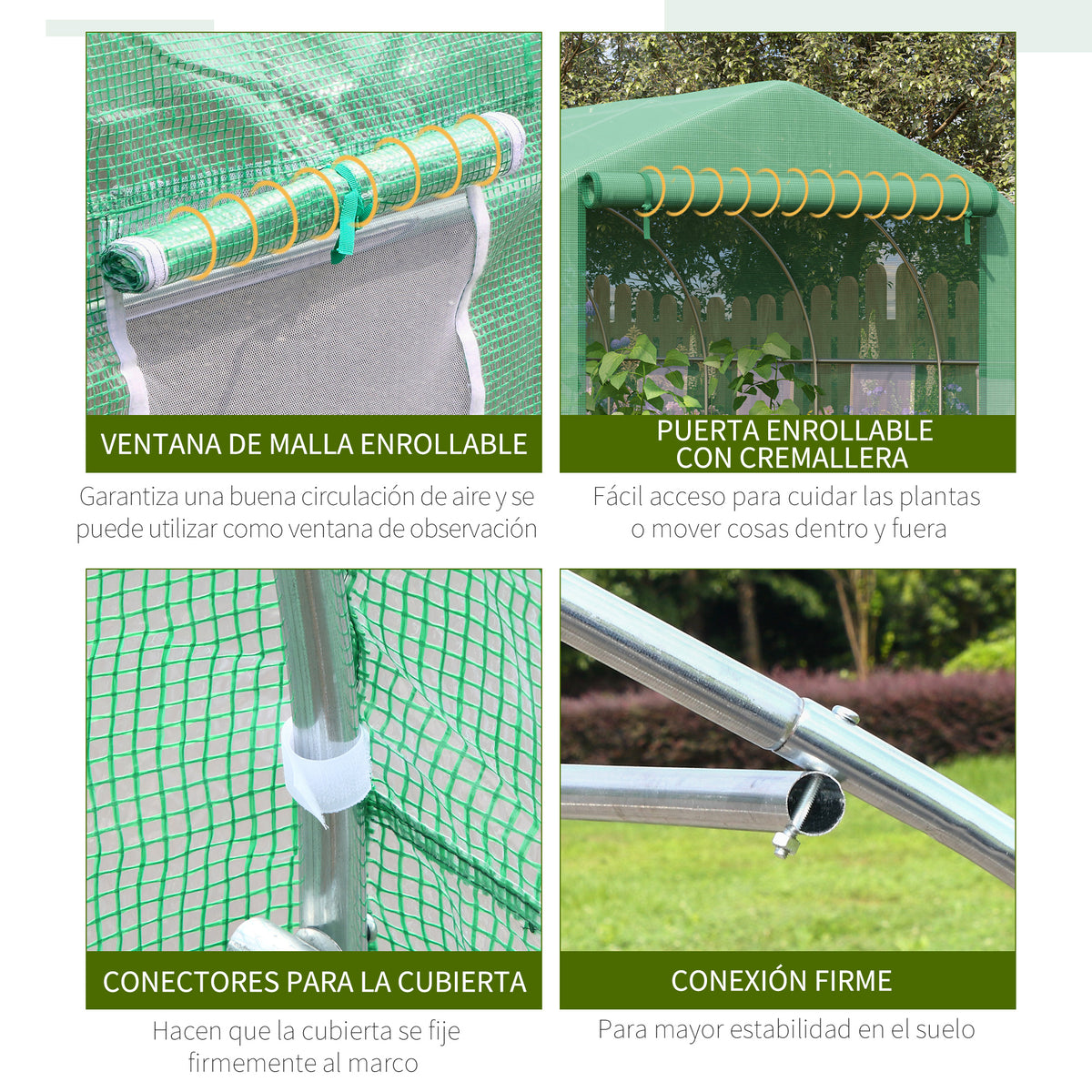 Homcom Invernadero De Túnel 595x300x200 Cm Con 12 Ventanas Y Puerta Enrollable_5