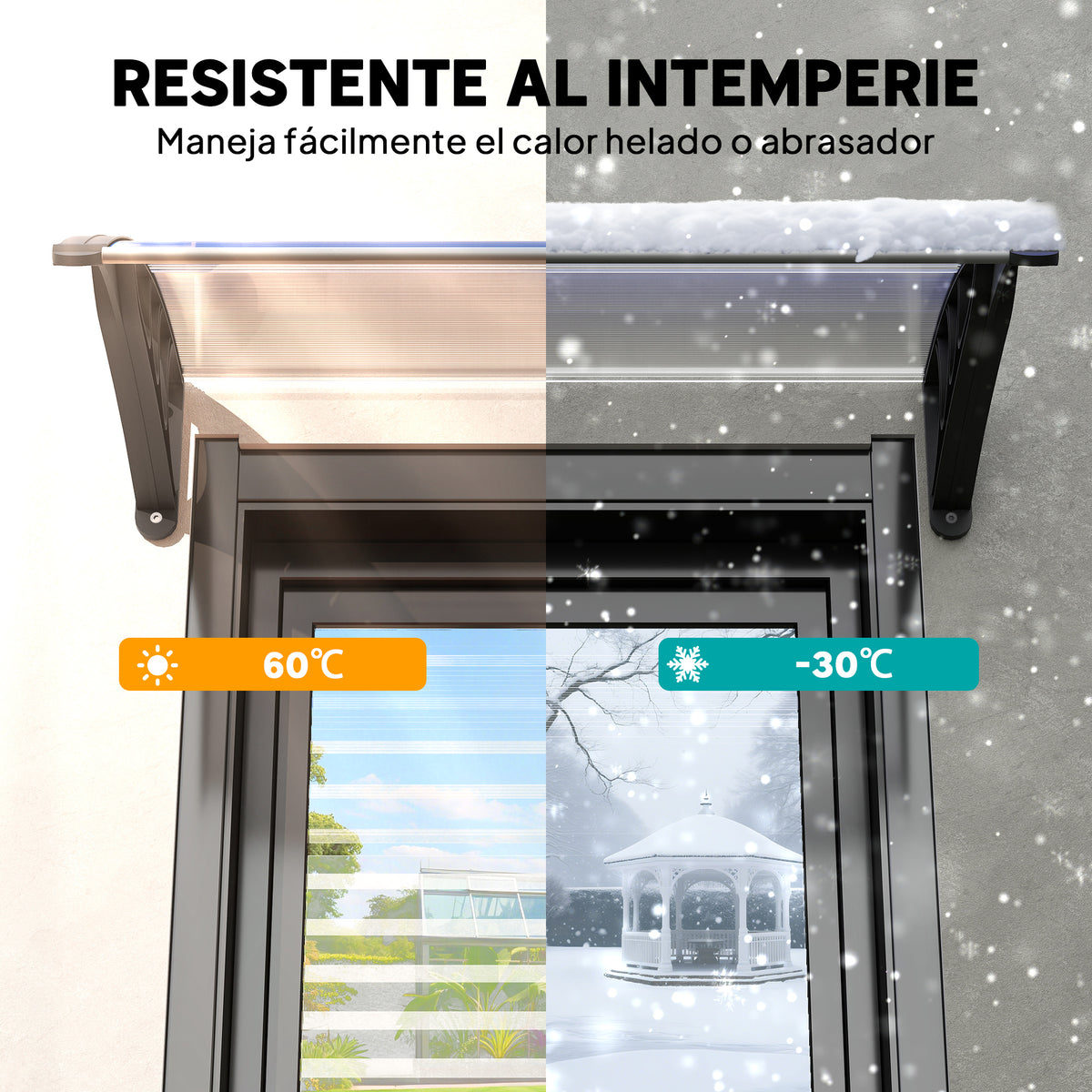 Outsunny Tejadillo De Protección 75x100cm Marquesina Para Puerta Transparente_5