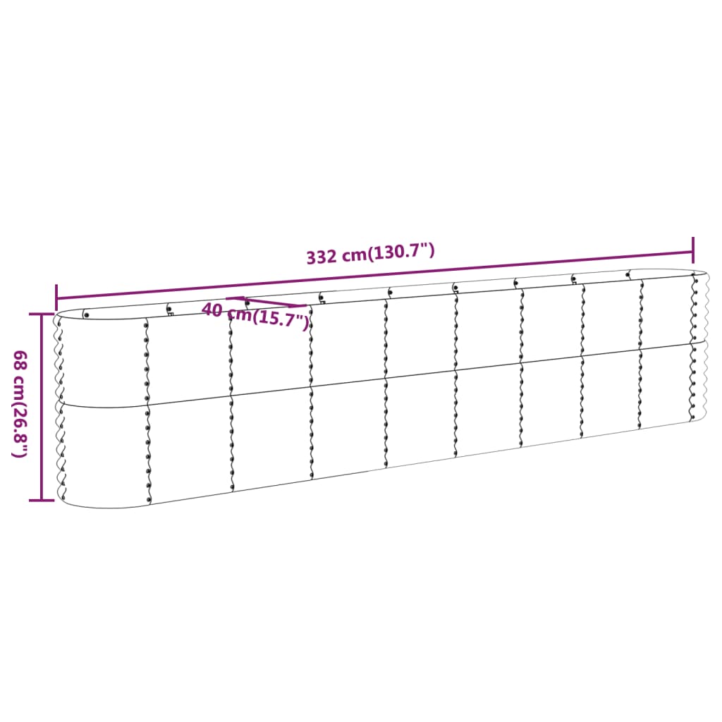 Jardinera Arriate Acero Galvanizado Gris 332x40x68 Cm_5