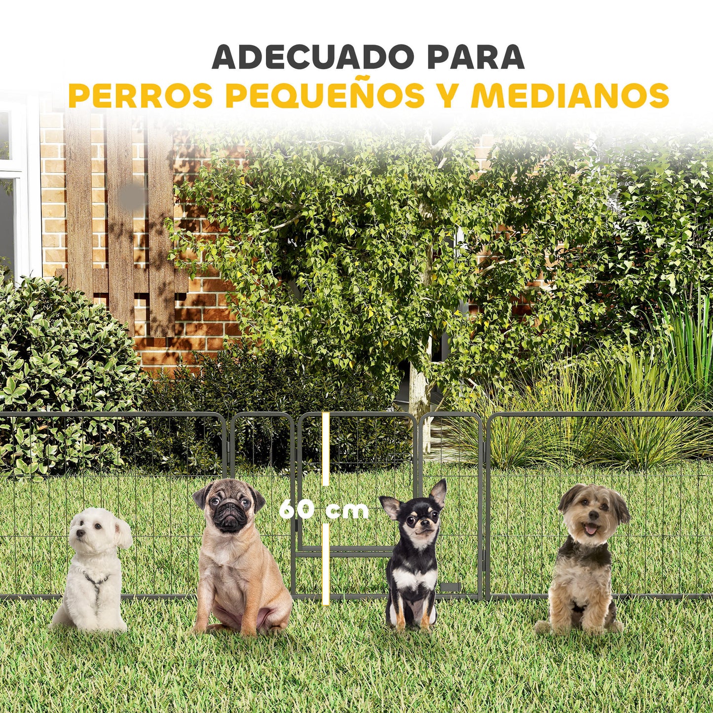 Pawhut Parque Para Perros De 12 Paneles Con 2 Puertas 80x60 Cm Gris_5