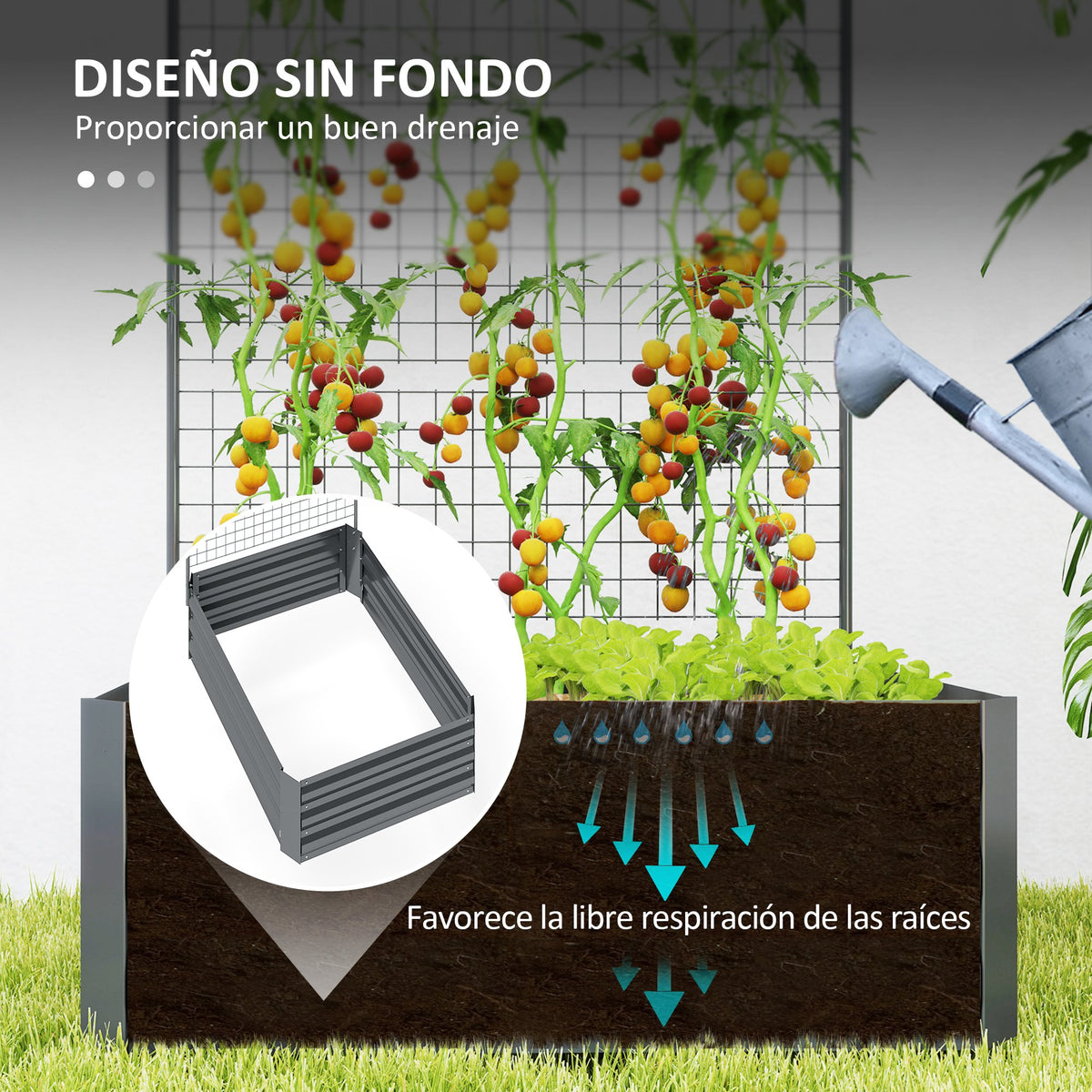 Outsunny Jardinera Con Celosía Para Plantas Trepadoras Y Fondo Abierto Gris_5