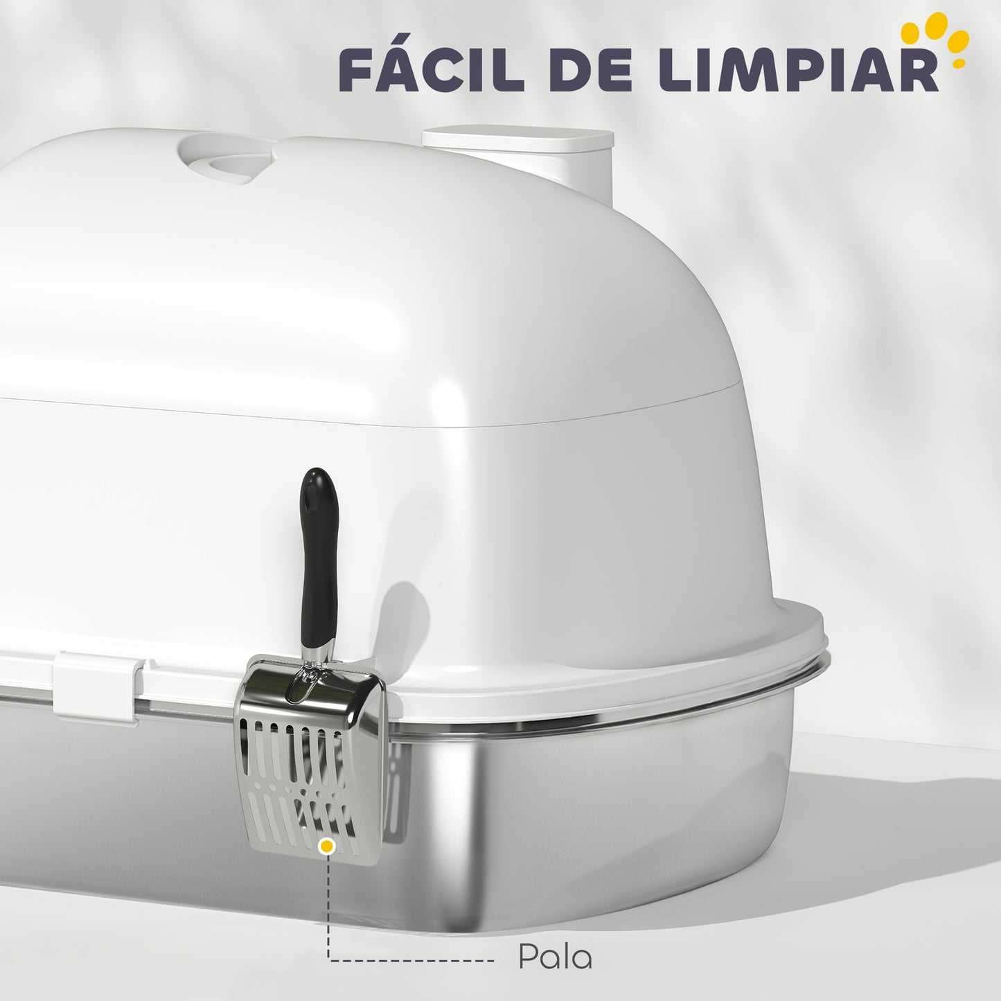 Pawhut Arenero Para Gatos De Acero Inoxidable Con Cubierto Bolsa Desodorizante_5