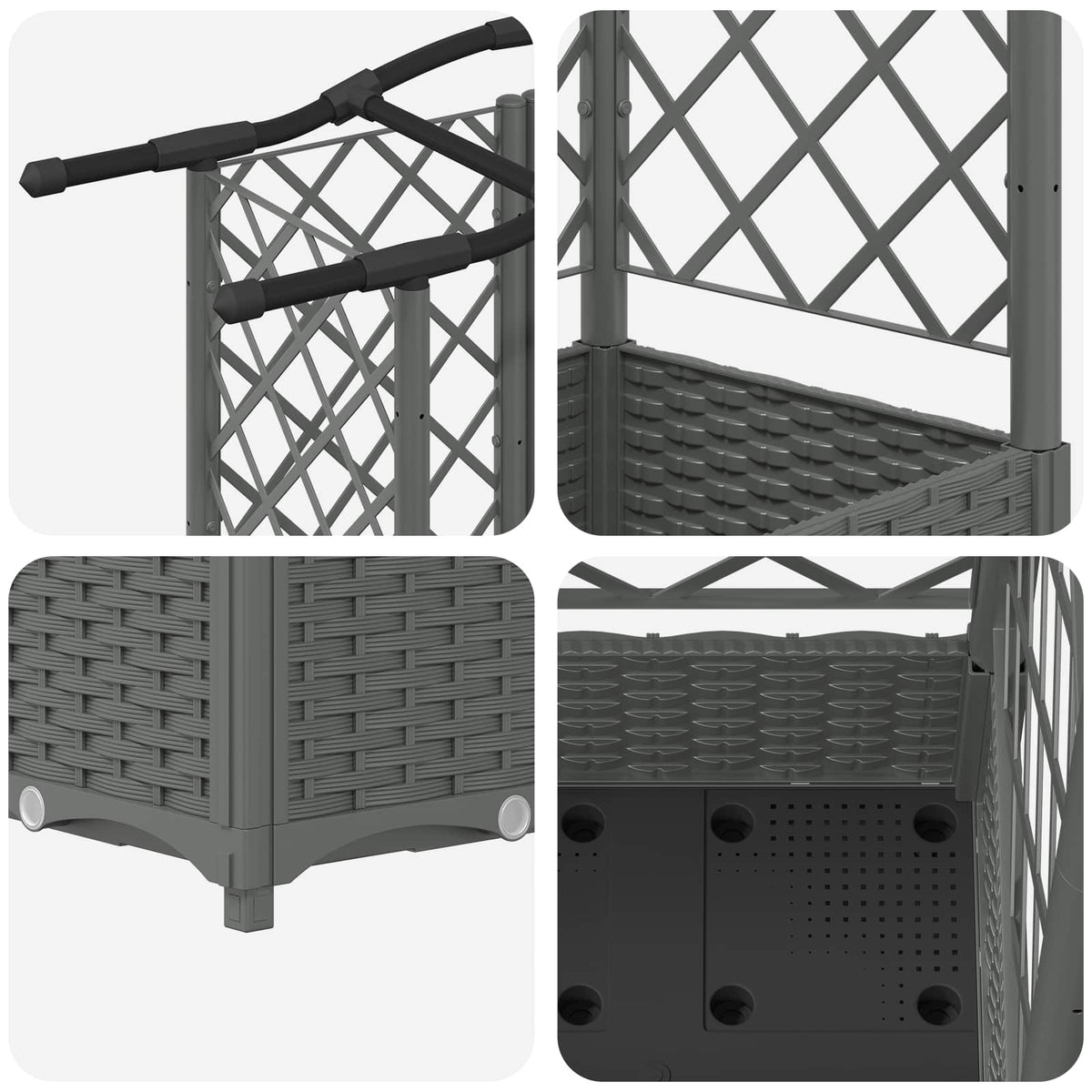 Cama Elevada Con Trellis Y Techo Gris Claro 203,5 X 40 X 123 Cm_5