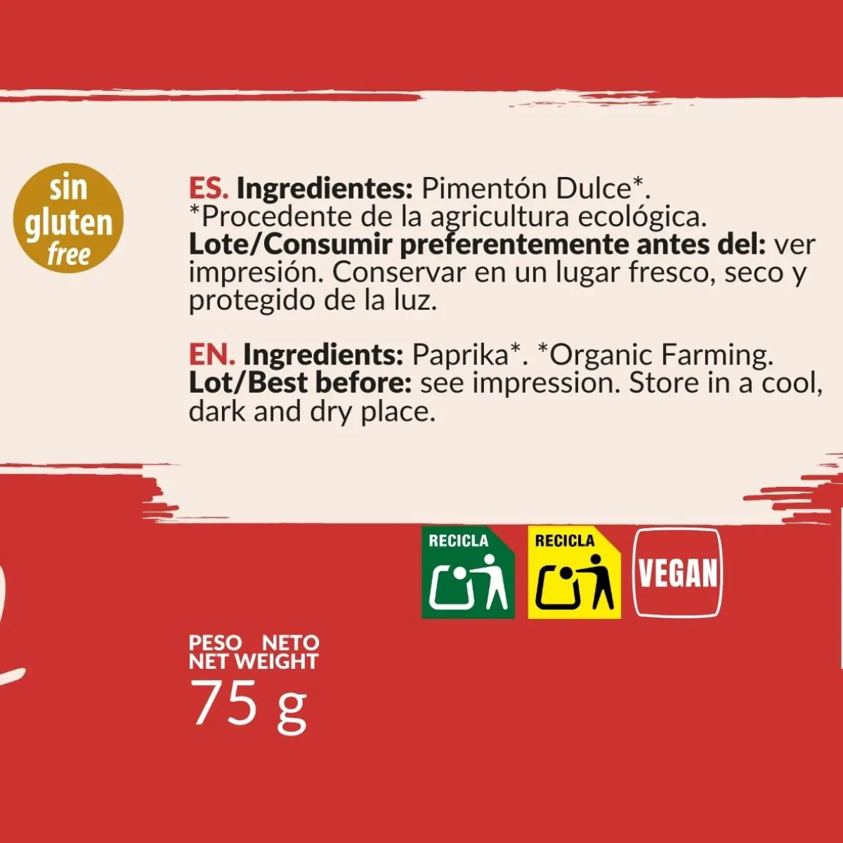 Pimentón Dulce Eco en Tarro Grande Artemis 75 g