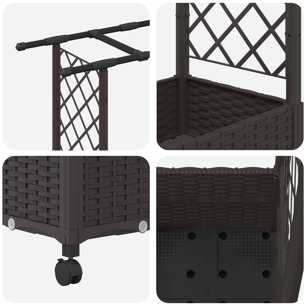 Cama Elevada Con Trellis Y Techo Marrón 124,5 X 40 X 142 Cm Pp_5