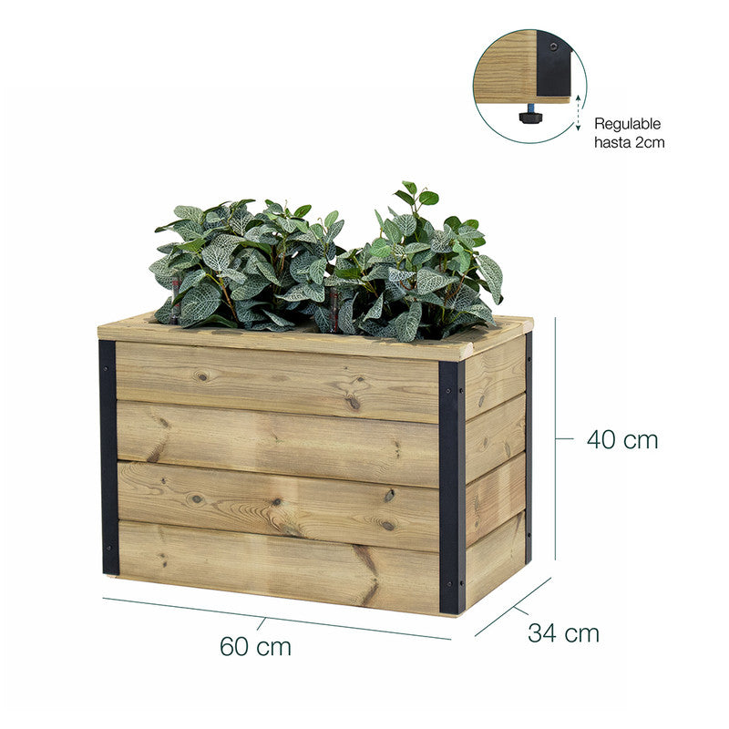 Jardinera Con Autorriego De Madera Nidum Interior Y Exterior Hortalia 60x34x40 Cm_5