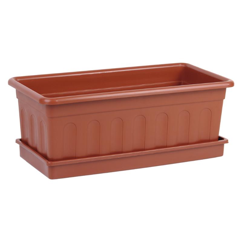 Jardinera Marron Modelo Azahar 50 X 21.5 X 16 + Plato 48 X 19.5 Cm Venta Unitaria_0