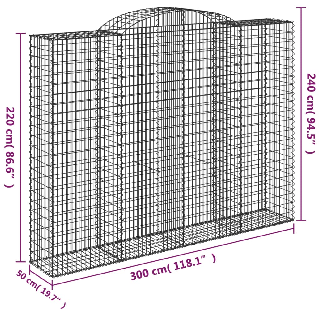 Cestas De Gaviones 6 Uds Forma De Arco Hierro 300x50x220/240 Cm_5