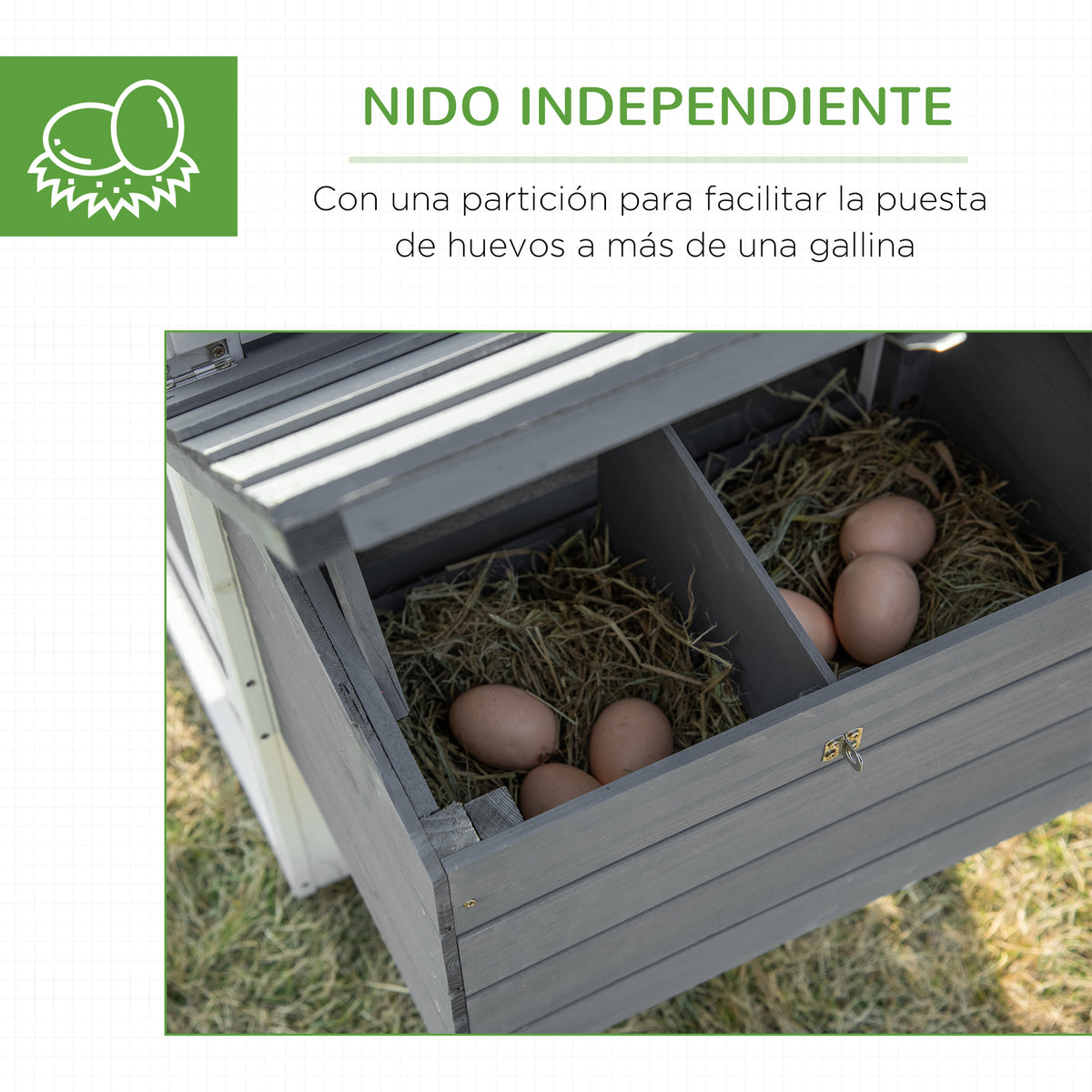 Pawhut Gallinero De Madera Para Exterior Corrales Alambre 150,5x54x87cm Gris_5