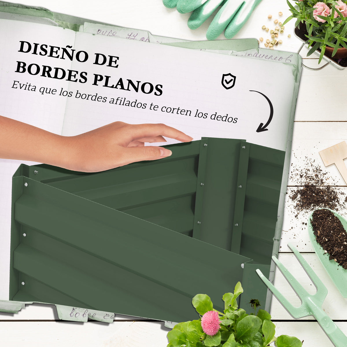 Outsunny Jardinera Con Celosía Para Plantas Trepadoras Y Fondo Abierto Verde_5