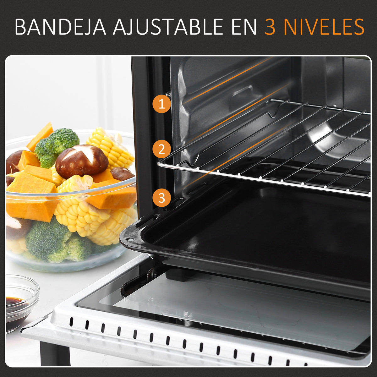 Homcom Horno Eléctrico De Sobremesa 16l 1400w Con 3 Modos De Calor Y Termostato_5