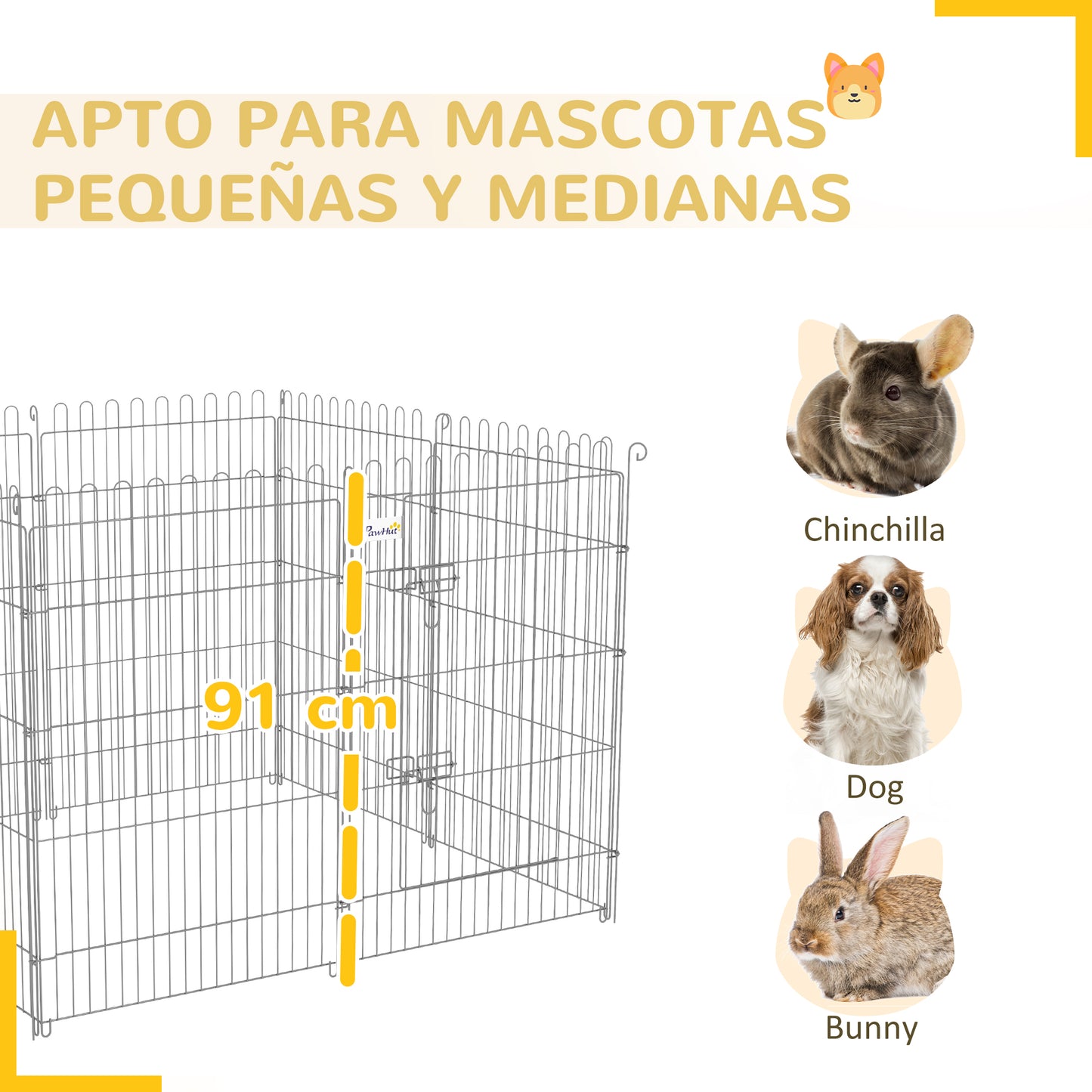 Pawhut Parque Para Perros De 8 Piezas 63x91 Cm Con 1 Puerta Plata_5