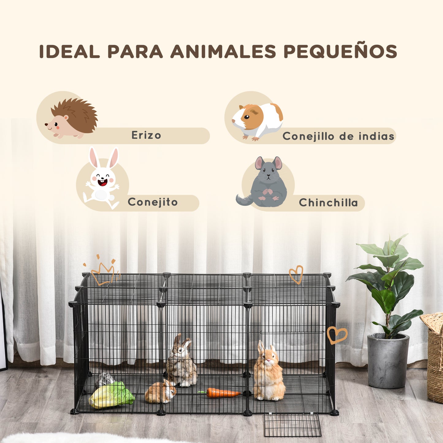 Pawhut Diy Jaula Para Animales Pequeños 22 Paneles Conejo Cobaya_5