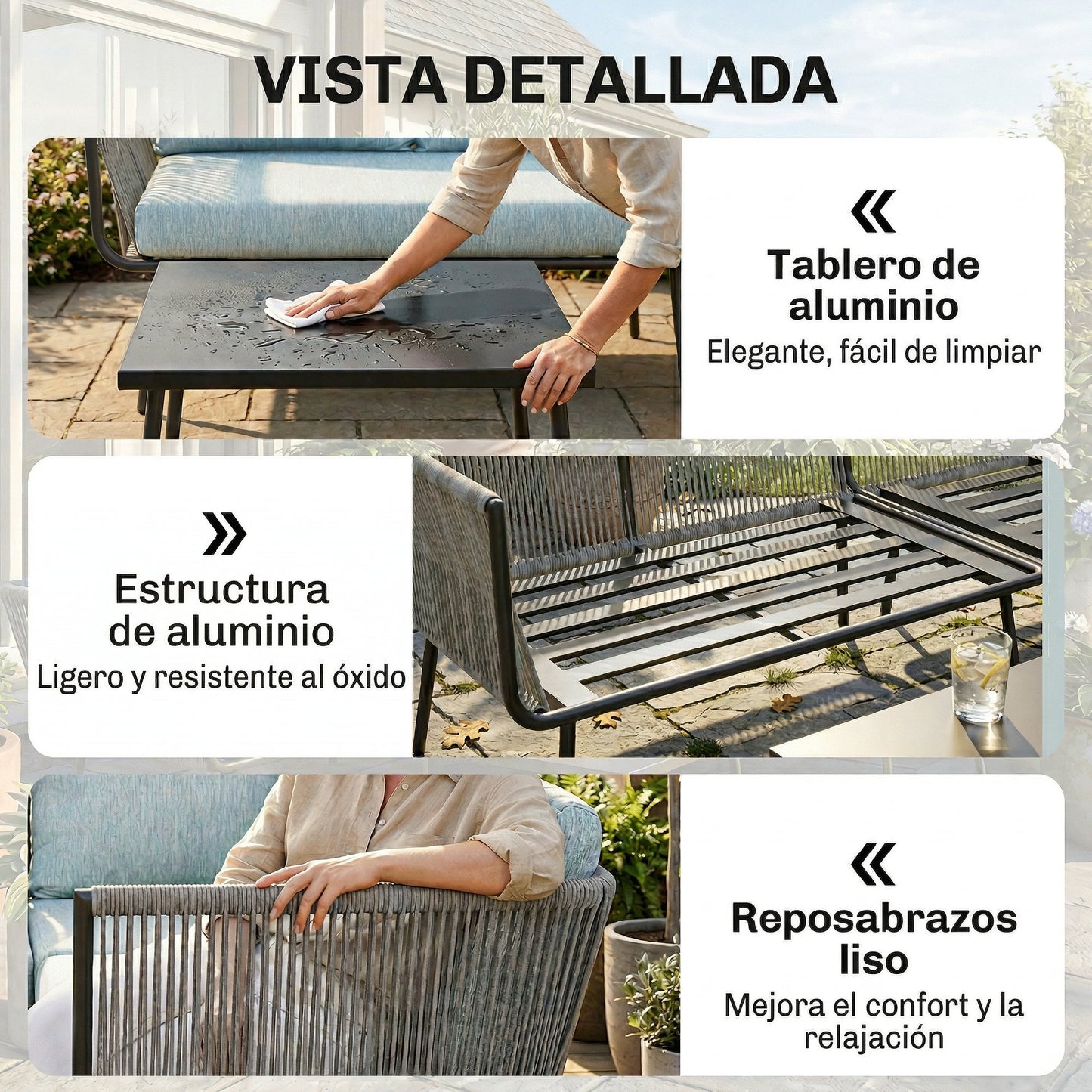 Outsunny Conjunto De Muebles De Ratán 2 Sofá De 2 Plazas Sofá De Esquina Mesa_5