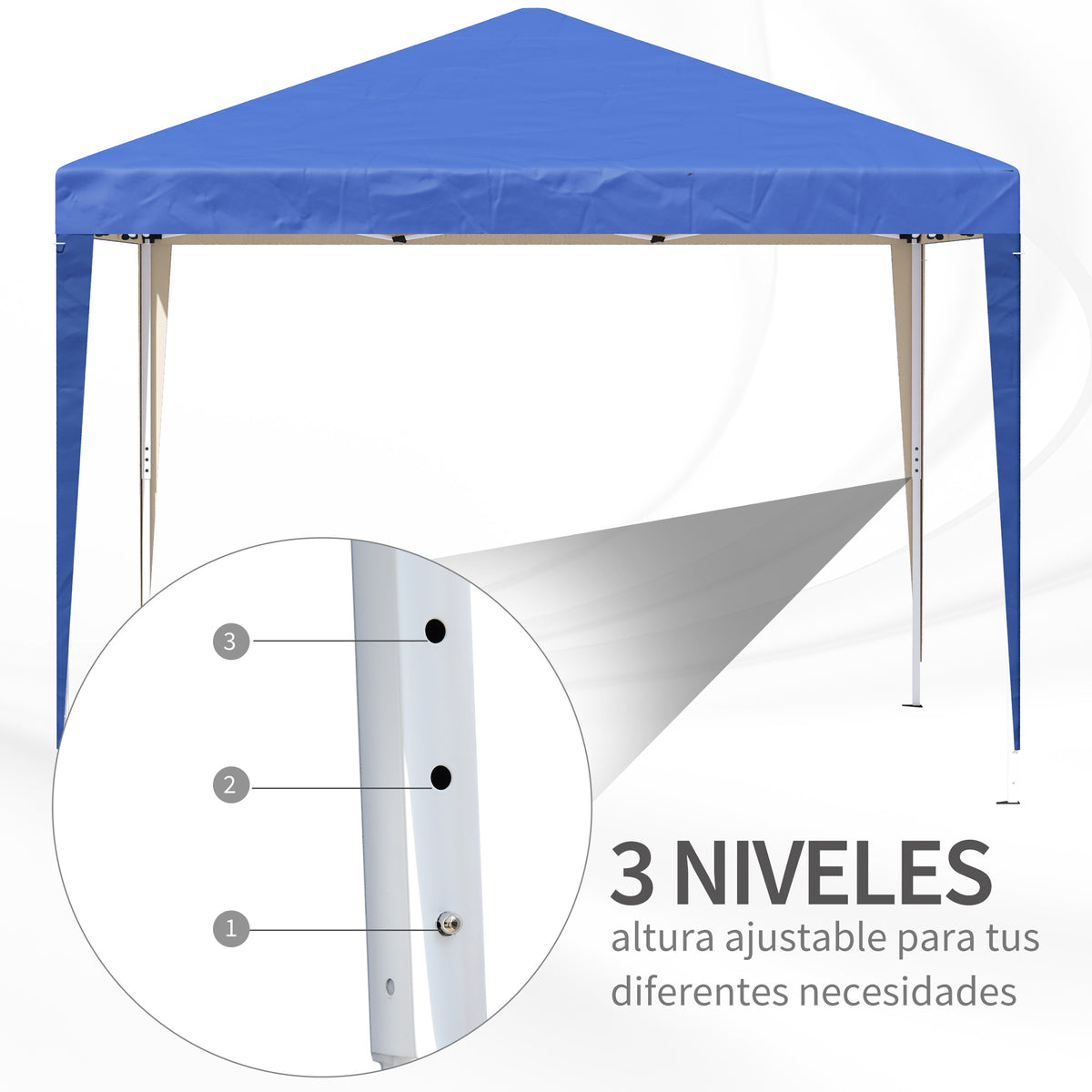 Outsunny Carpa Plegable 3x3 M Con Altura Ajustable Y Bolsa De Transporte Azul_5