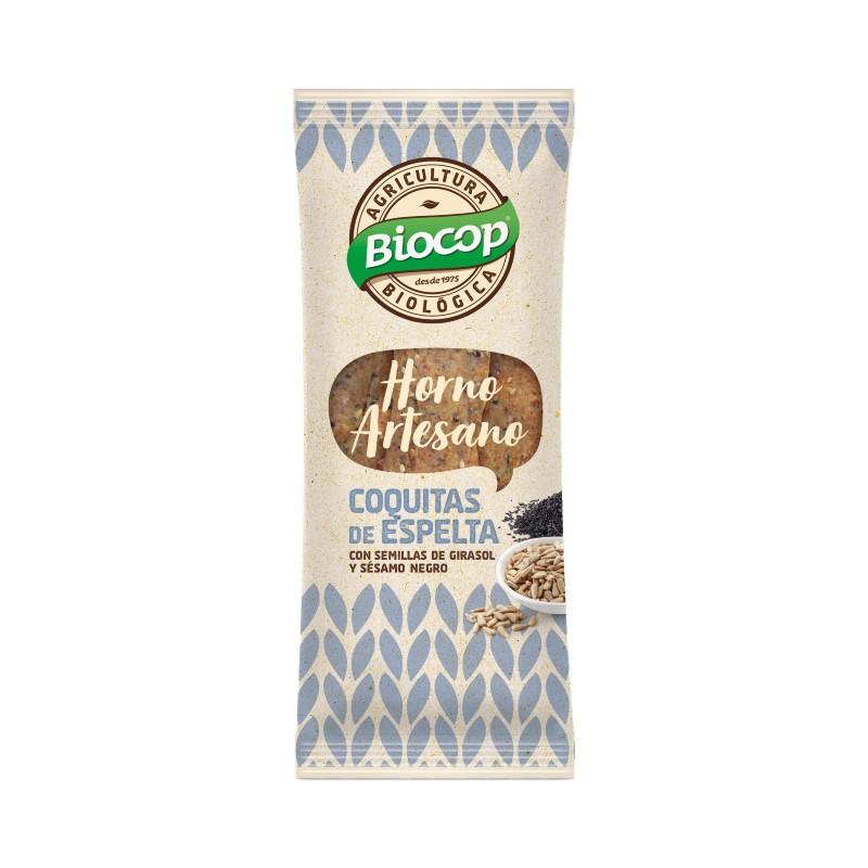 Snacks Coquitas de Espelta con semillas de Girasol y Sésamo negro Biocop 75 g