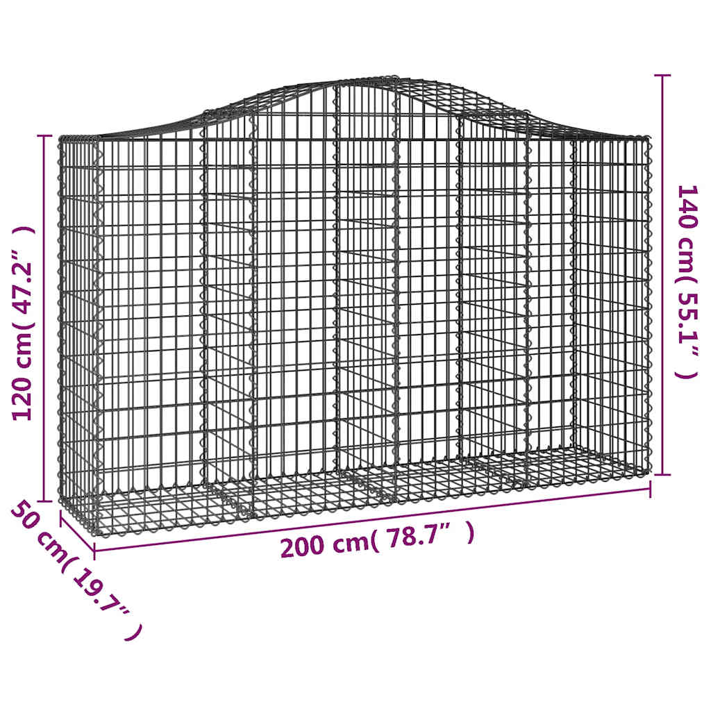 Cestas Gaviones 10 Uds Forma De Arco Hierro 200x50x120/140 Cm_5