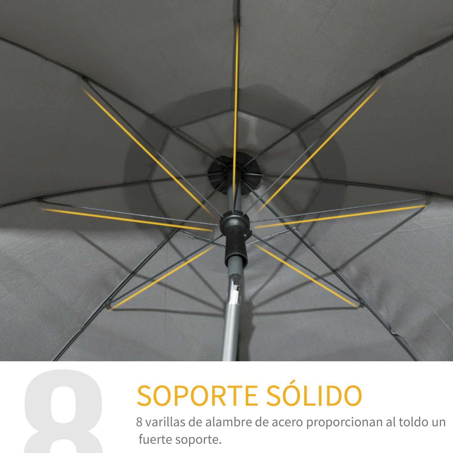 Outsunny Sombrilla De Playa Grande Ø180 Cm Con Ángulo Ajustable Gris Oscuro_5