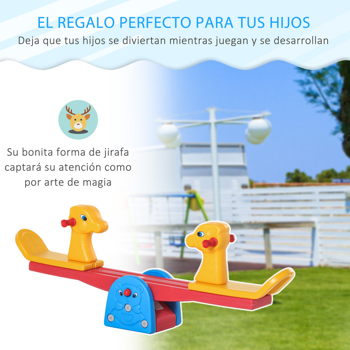 Homcom Balancín Para Niños Sube Y Baja Con Respaldo Carga 20kg Por Asiento Forma_5