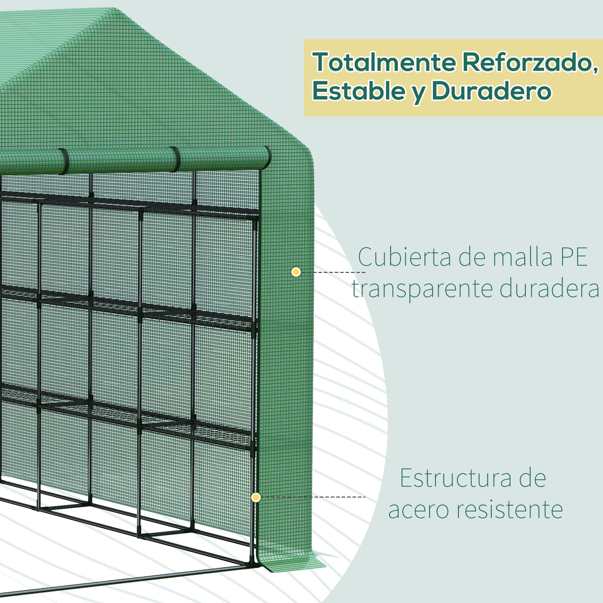 Outsunny Invernadero Pequeño Con Estantes De 4 Niveles 244x180x210 Cm Verde_5