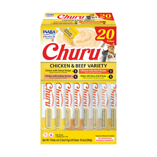 Churu Variedades de pollo con ternera Snack cremoso para gatos 20 x 14 g