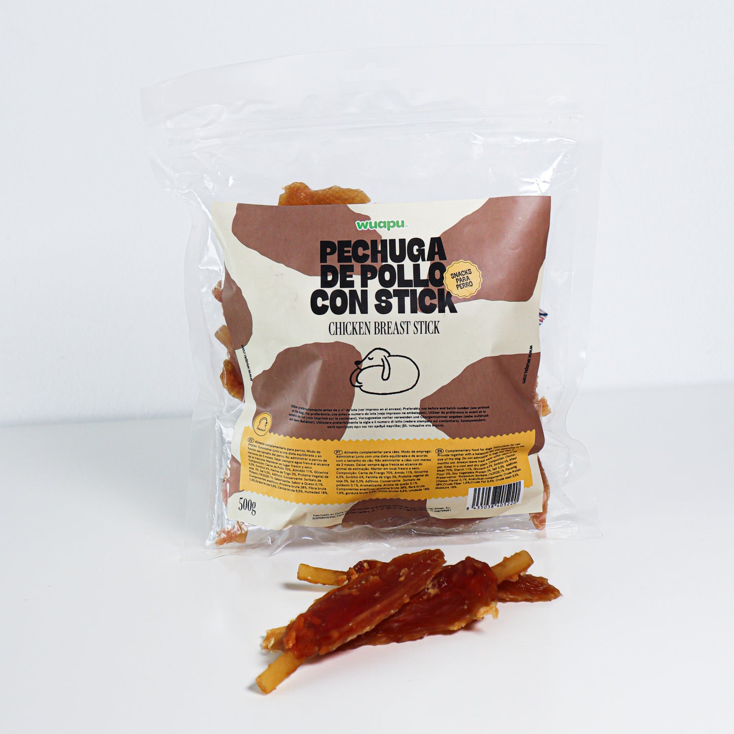 Snack Para Perro En Stick Sabor Queso Con Pollo Desecado Wuapu 12x100gr_3