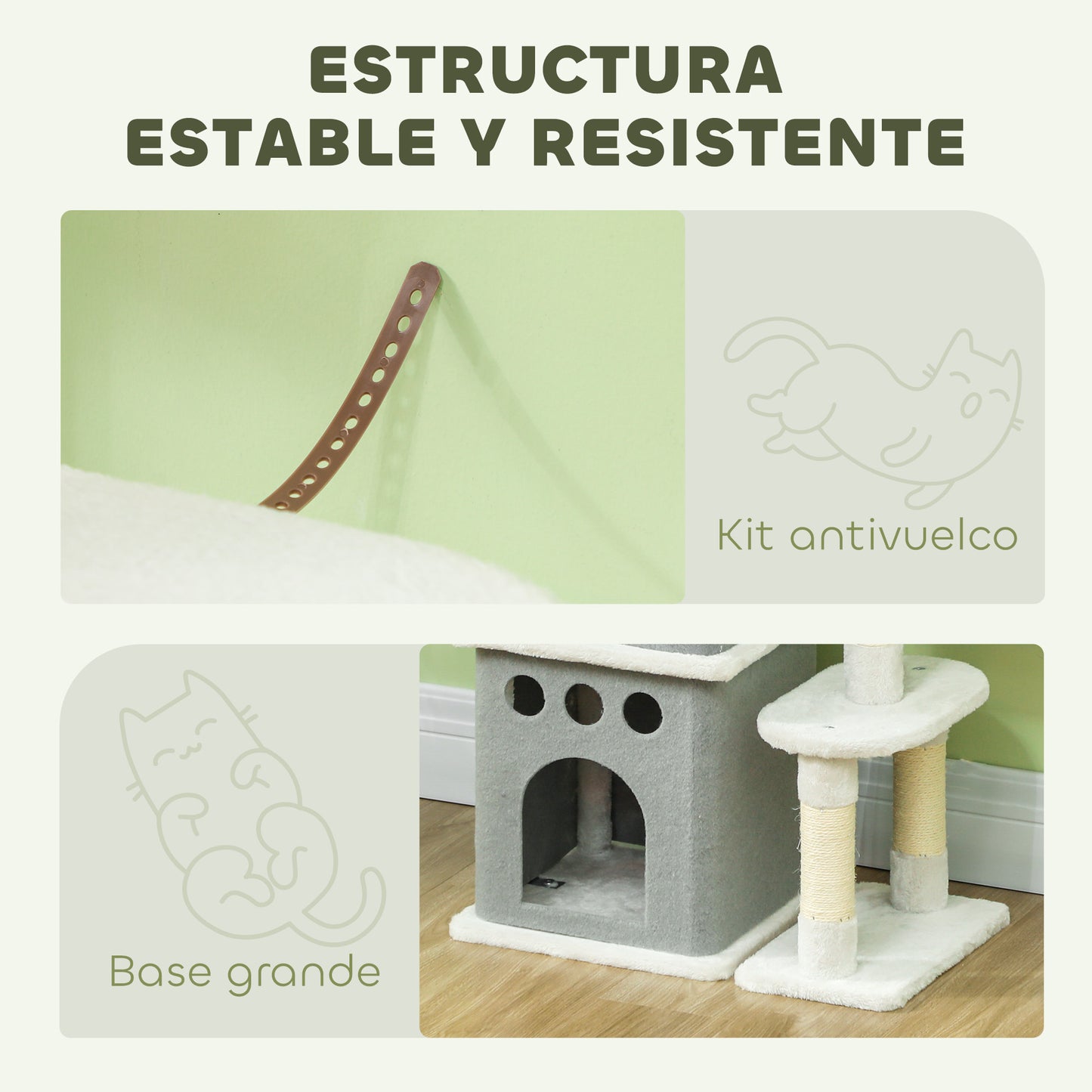 Pawhut Árbol Rascador Para Gatos 126 Cm Con Plataformas Bolas Colgantes Crema_5