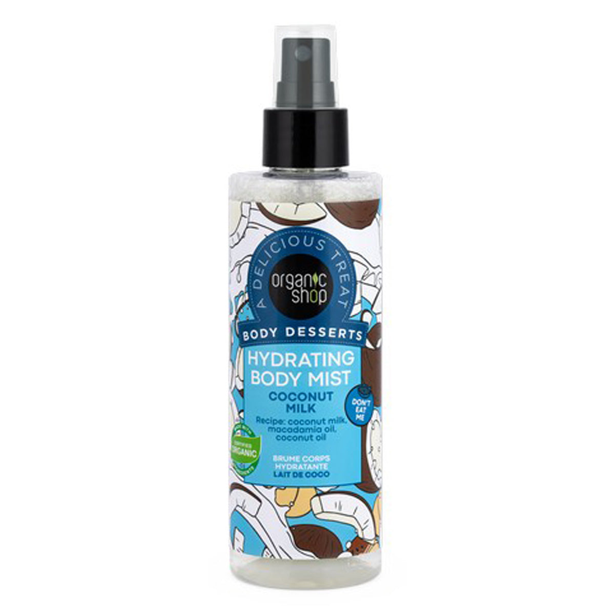 Mist corporal hidratante ''Leche de Coco'', Organic Shop, 200 ml