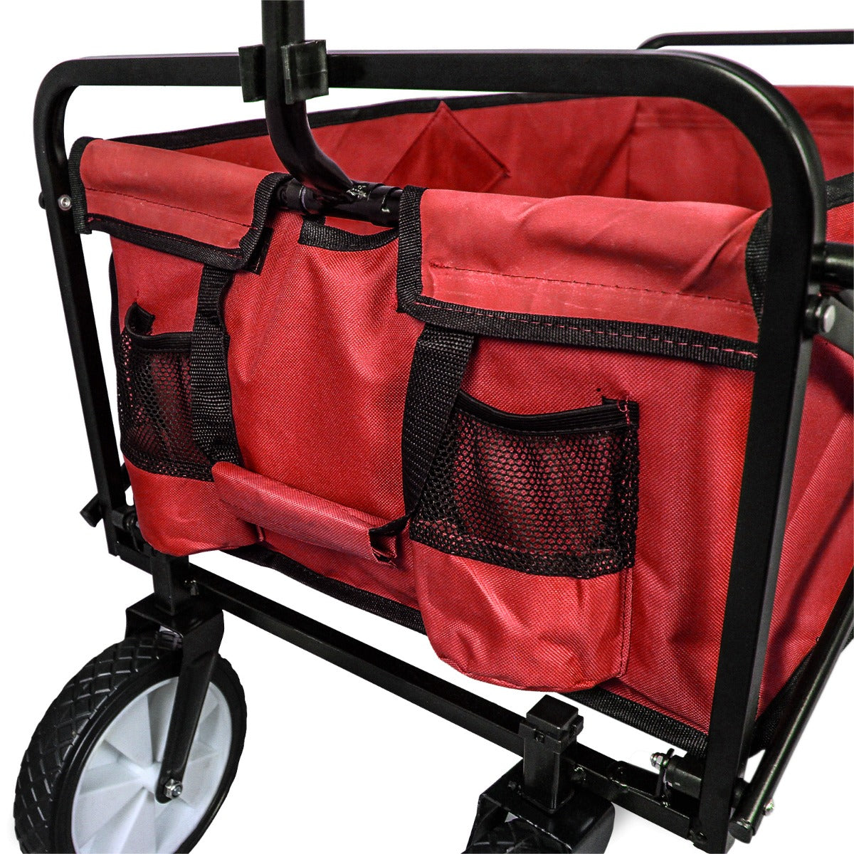 Carretilla De Jardín Plegable Roja Para Jardinería Con Funda Impermeable_4