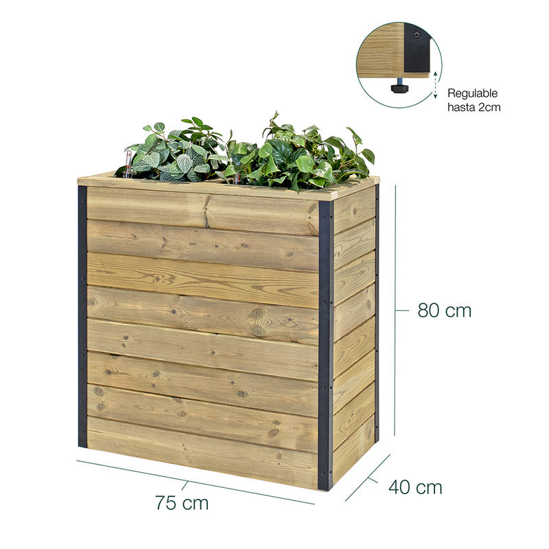 Jardinera Con Autorriego De Madera Nidum Interior Y Exterior Hortalia 75x40x80 Cm_5