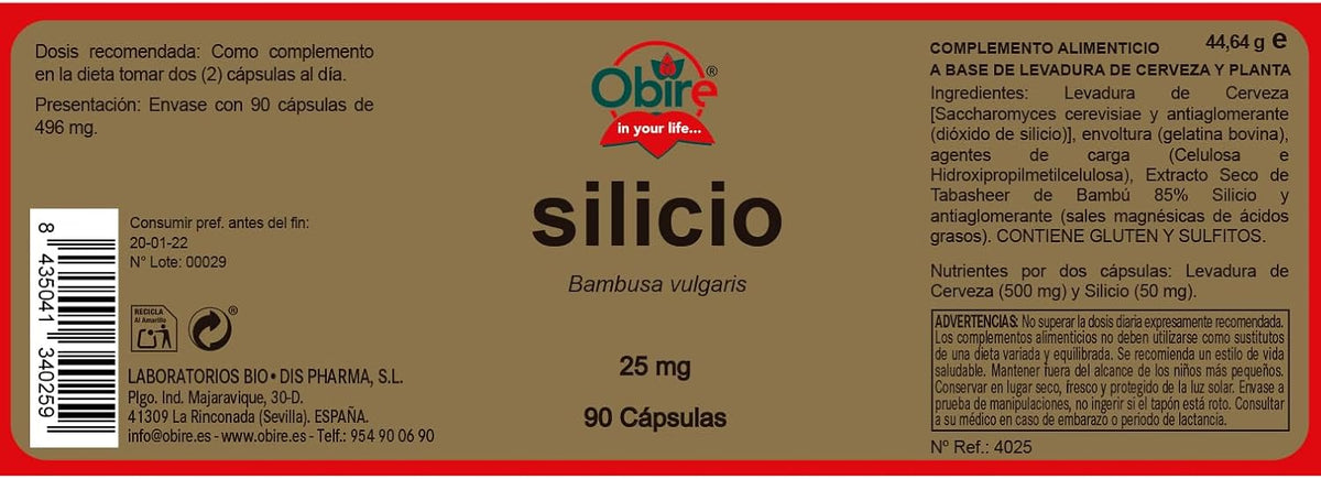 Silício Obire 90 cápsulas 25 mg