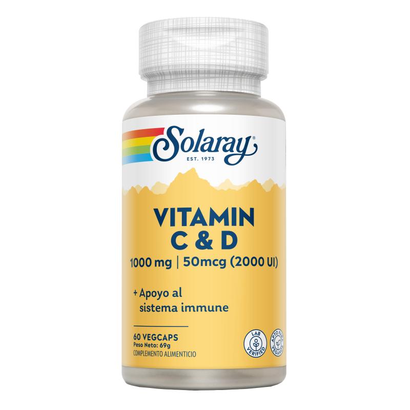 Vitamin C (1000 mg) + D (2000UI) Solaray 60 Vegcaps