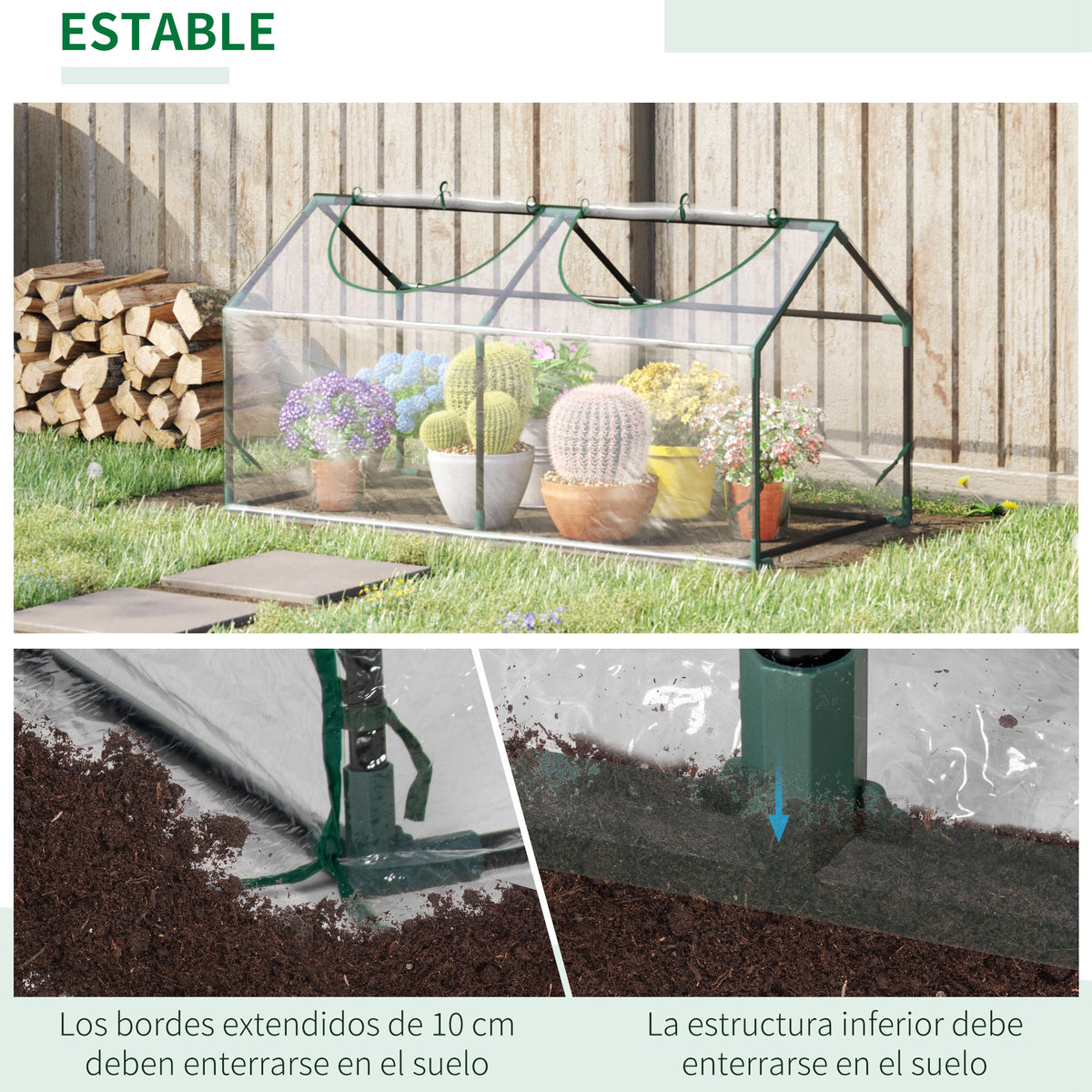 Outsunny Invernadero De Terraza 120x60x60 Cm Acero Con 2 Ventanas Transparente_5