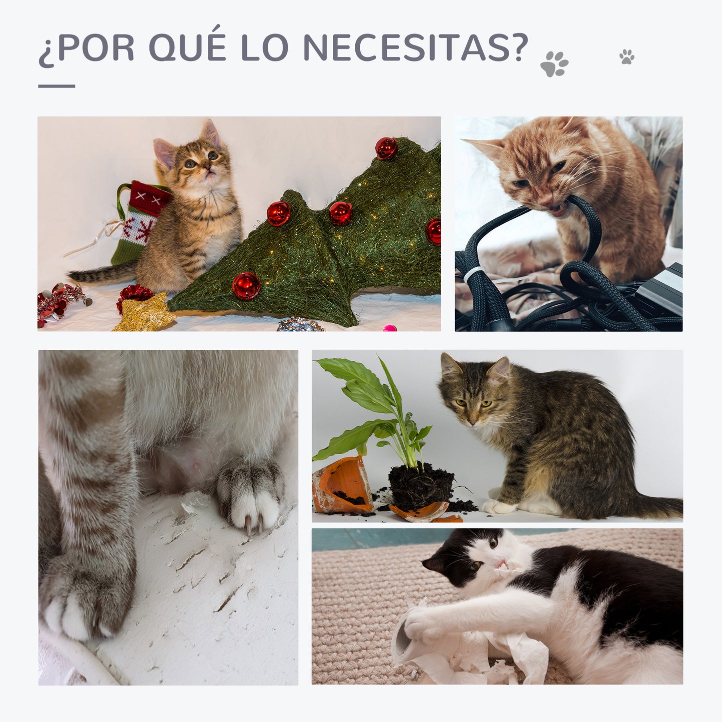 Pawhut Árbol Rascador Para Gatos 50x36x70 Cm Con Hamaca Plataforma Bola Gris_5