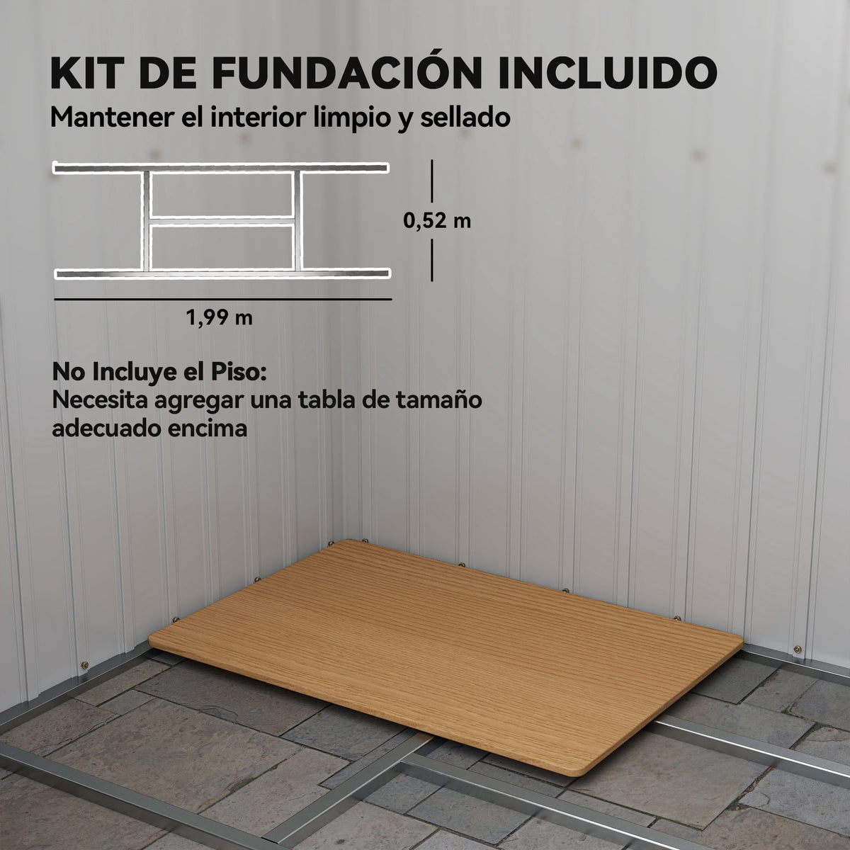 Cobertizo De Jardín Base De 2,1 M² Outsunny 213x130x173 Cm Verde_5