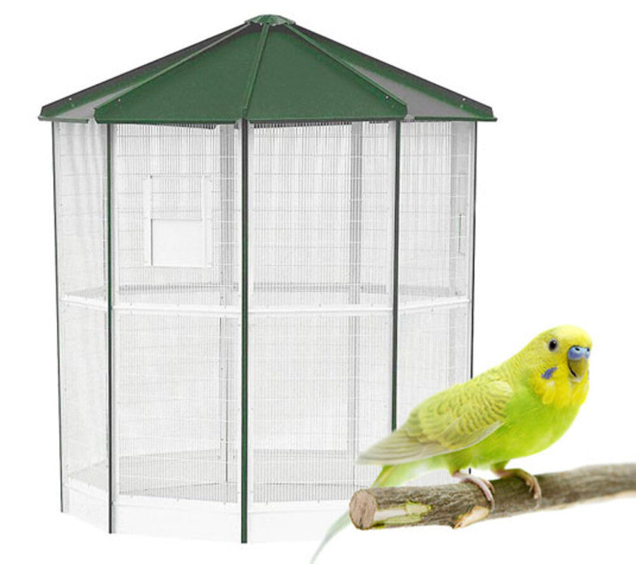 Voladera Manaos de 9 lados para pájaros exterior. Pajarera para periquitos, ninfas y agapornis en jardín._0
