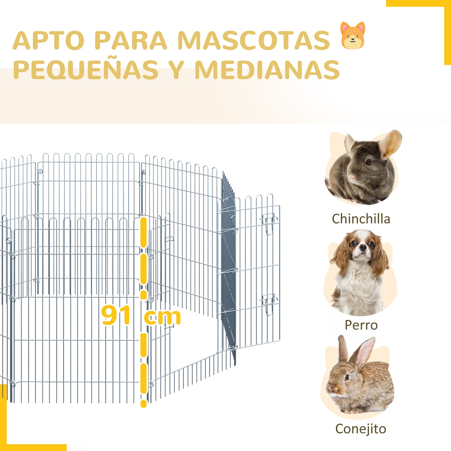 Pawhut Parque Para Perros De 8 Piezas 63x76 Cm Con 1 Puerta Plata_5