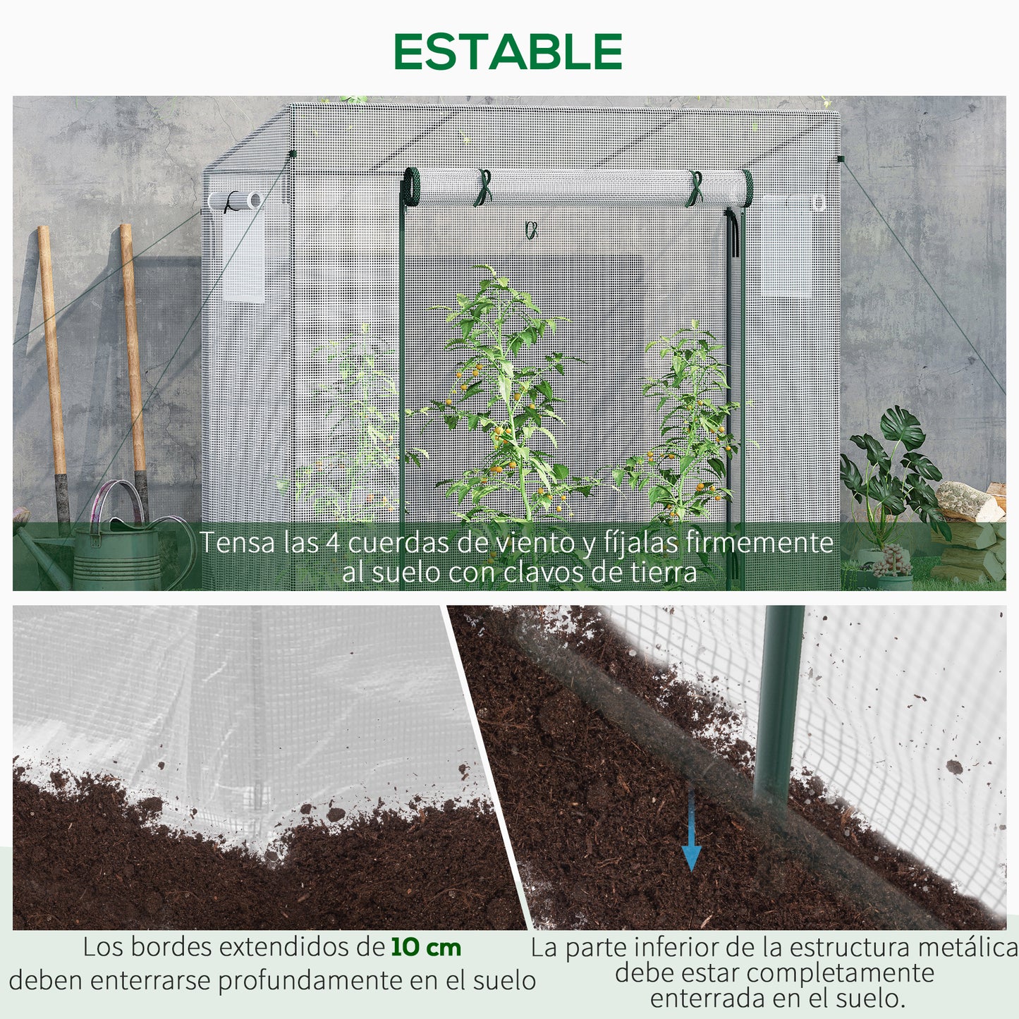 Outsunny Invernadero Pequeño Con Ventanas Para Cultivar Tomates Blanco_5