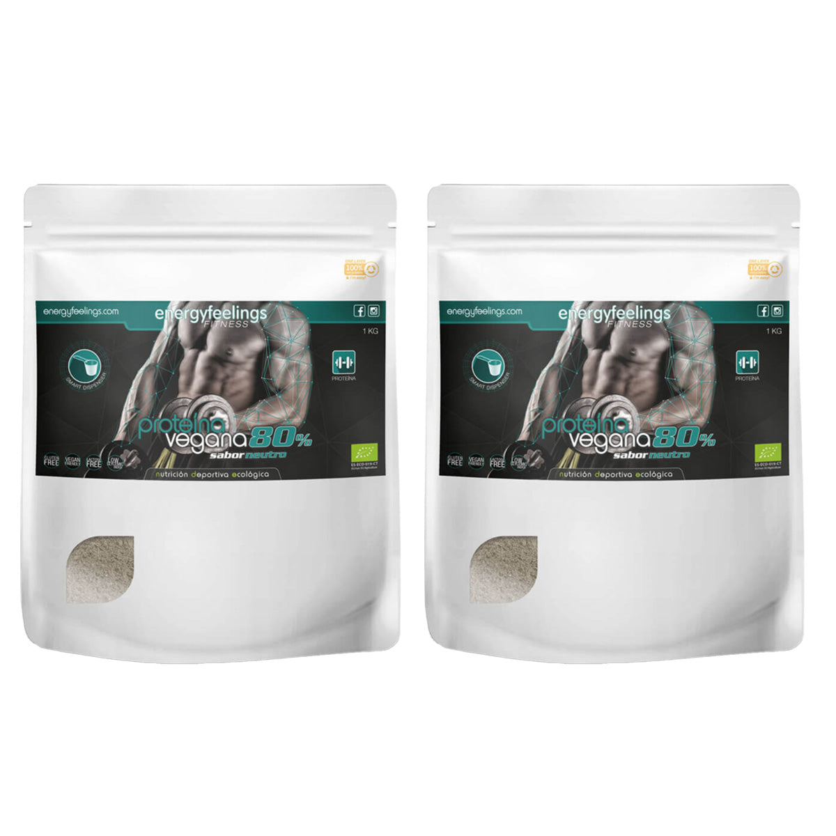 Pack 2x Proteína Aminopower 80 % ECO Neutro Energy Feelings 1 kg