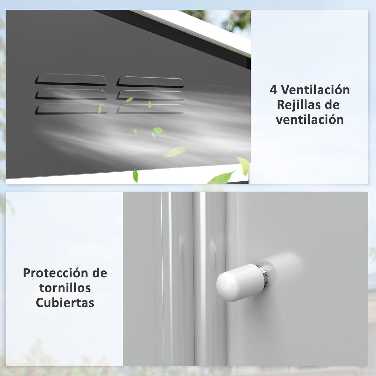 Outsunny Caseta De Jardín Exterior 3,6 M² 236x171x191 Cm Puerta Corredera Gris_5