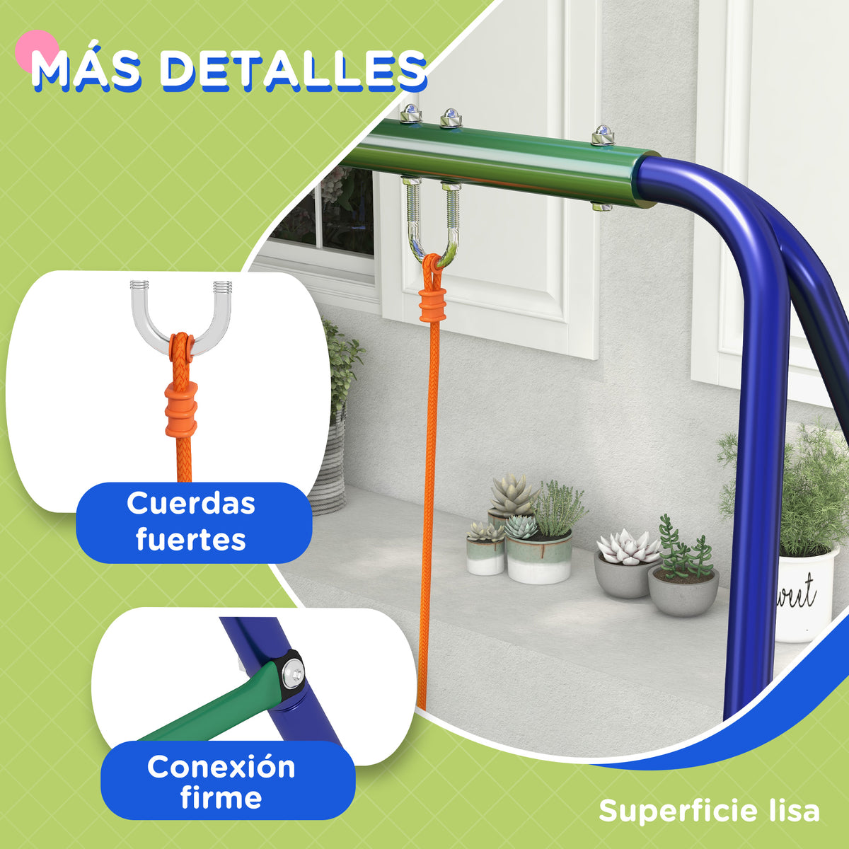 Outsunny Columpio Infantil Con 2 Sillas Y Soporte De Metal Multicolor_5