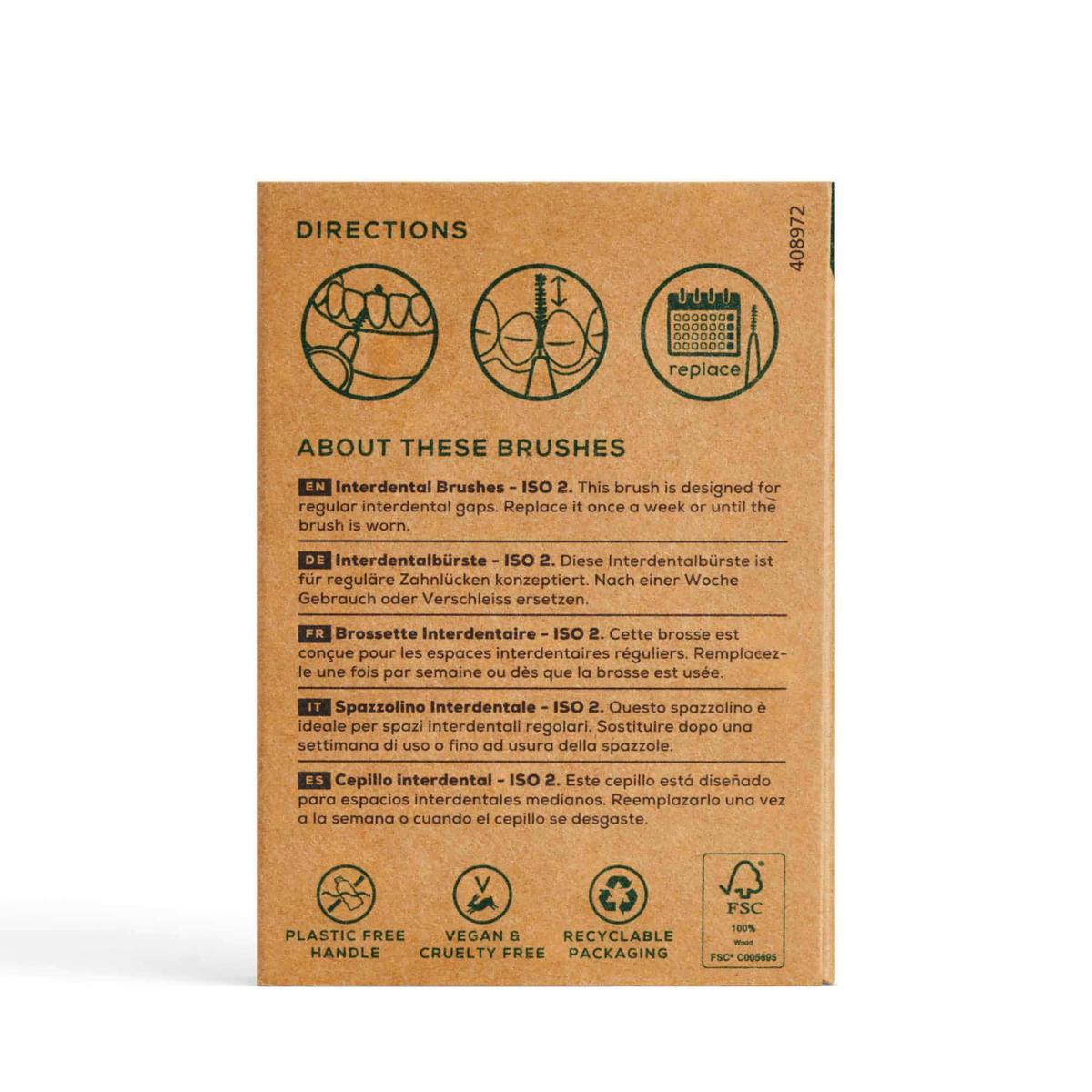 Cepillo interdental ISO 2 de madera de haya 6 unidades Georganics