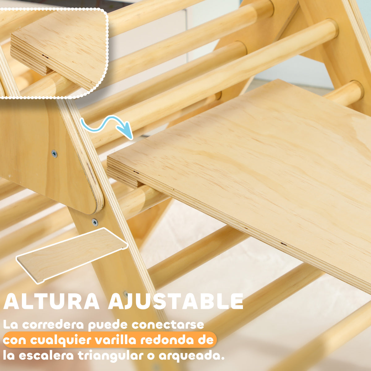 Aiyaplay Triángulo De Escalada De Madera Con Rampa Escalador De Arco Natural_5