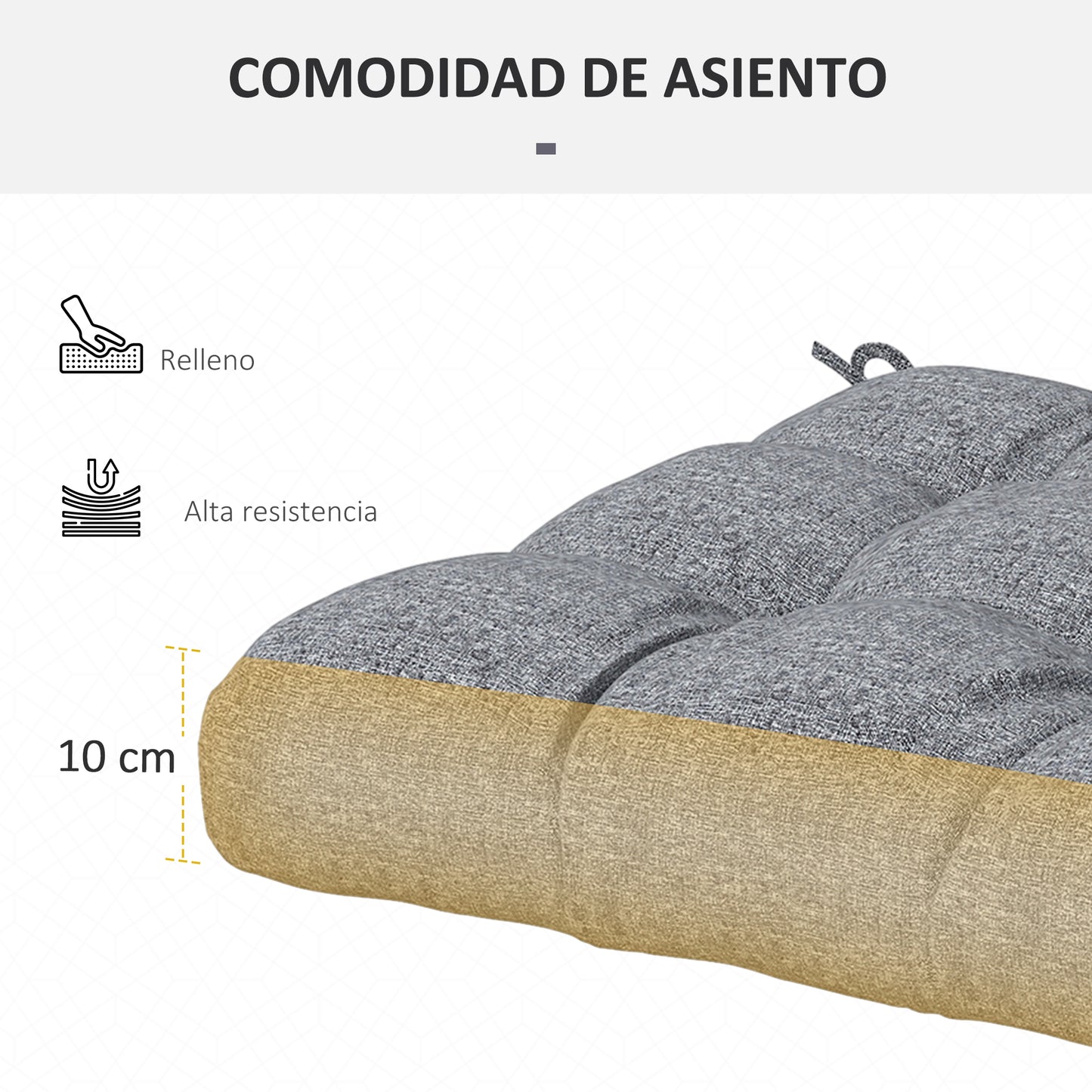 Outsunny Conjunto De Cojines Para Sillas De Comedor 48x48x10 Cm Gris_5
