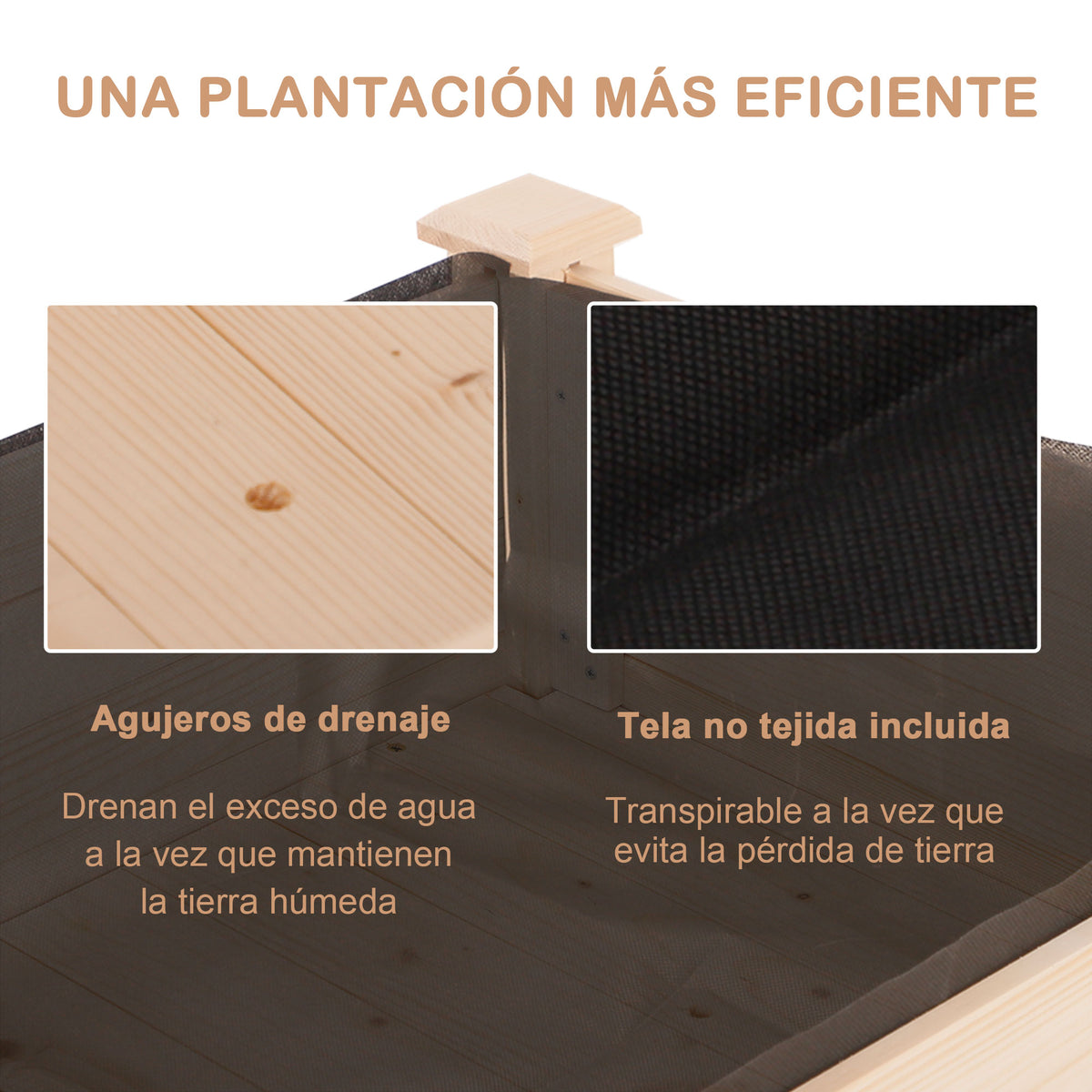Outsunny Huerto Urbano Elevado Madera 122,5x56,5x76 Cm tela No Tejida Natural_5