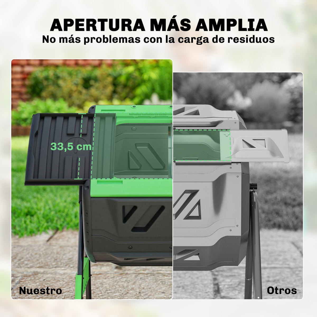 Outsunny Compostador Giratorio De 200l Doble Cámara Sin Bpa Verde_5