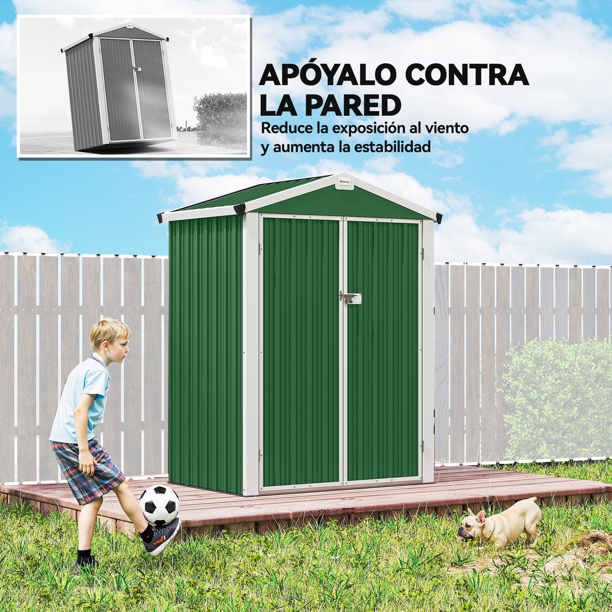 Outsunny Caseta De Jardín Exterior 1,1 M² 136x87x178 Cm Puertas Abatibles Verde_5