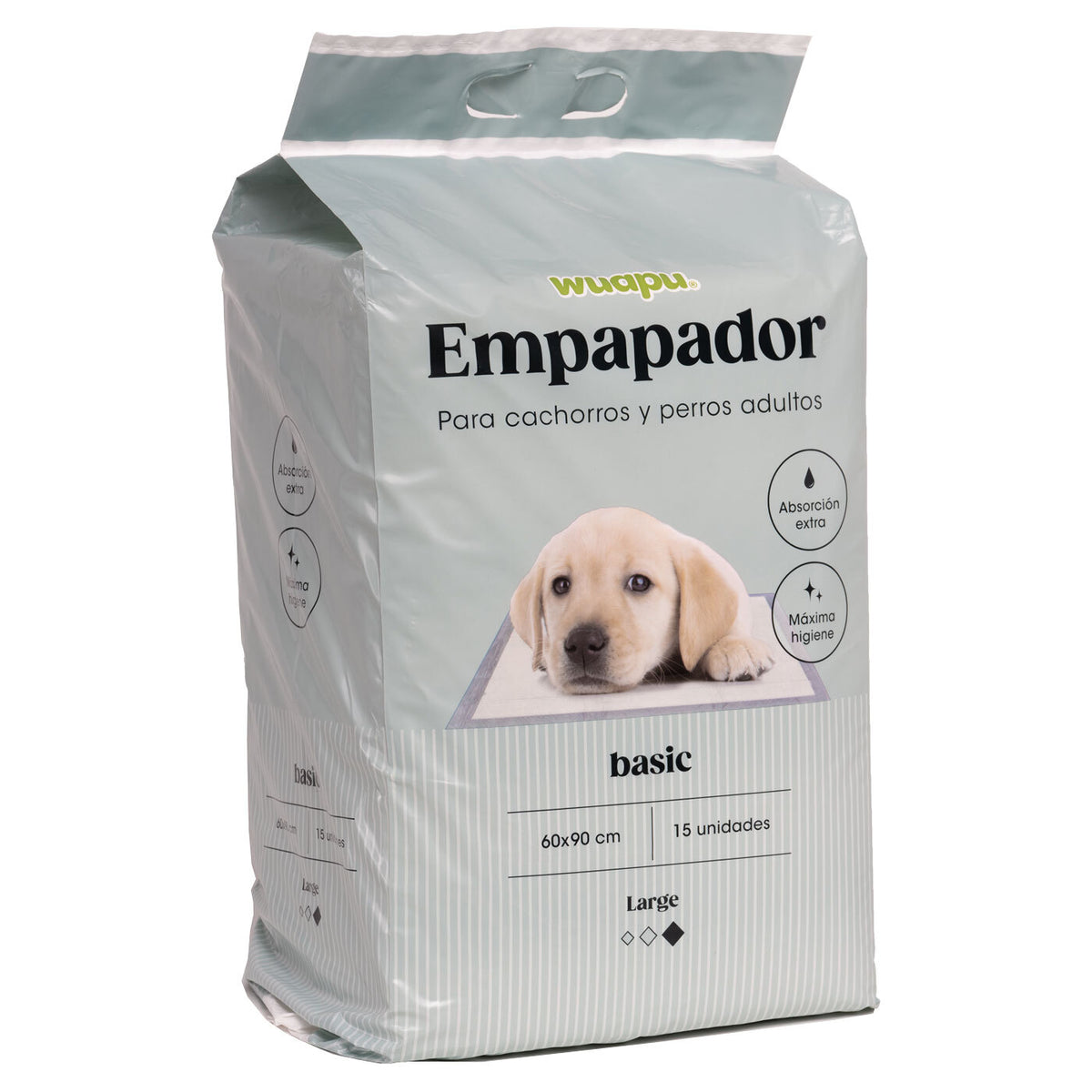 15 Empapadores Higiénicos Para Perro Wuapu, Gran Poder De Absorción. Talla L 60x90 Cm_0
